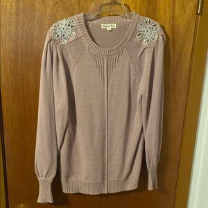 Violet & Claire Women's Purple Sweater with Embellished Shoulders